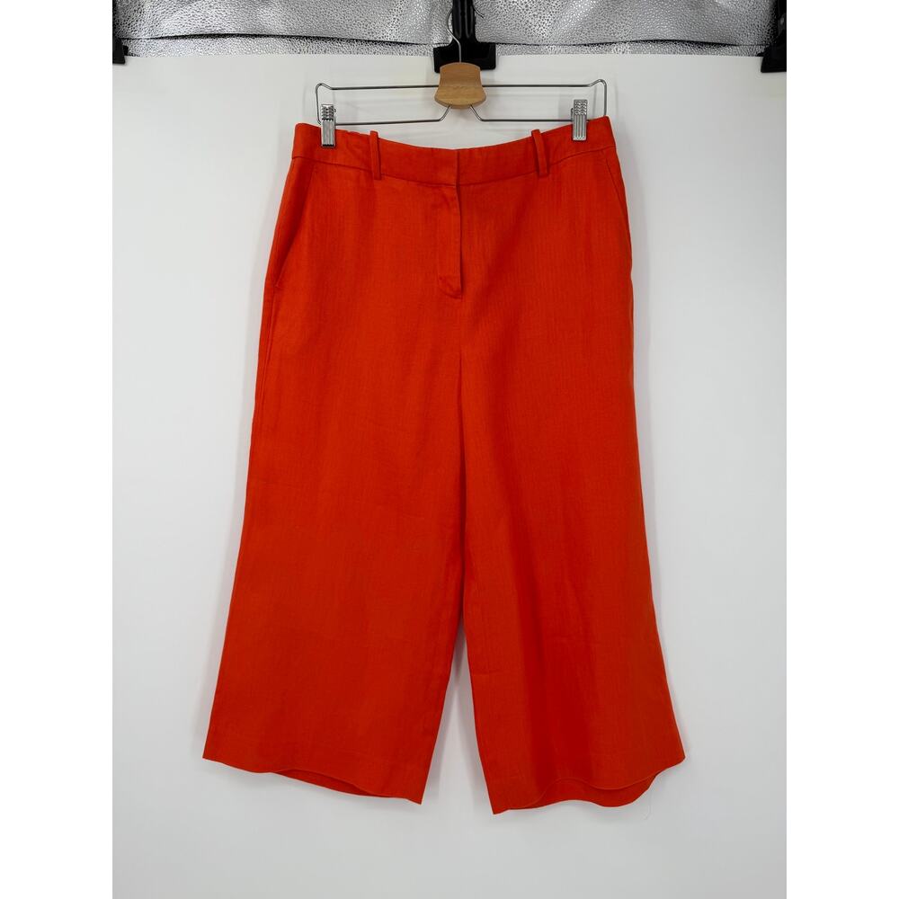 J.Crew Womens Size 10 Orange 100% Linen Wide Leg Crop Pants Culottes Coastal - Picture 3 of 11